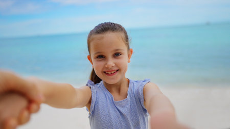 Fun Family Beach Vacation Together. Summer Activityの写真素材