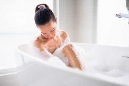 Pretty Person Bathroom Spa Care And Relaxの写真素材