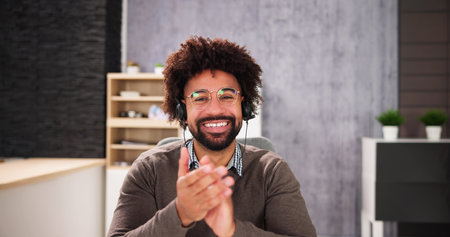 Man Clapping In Online Video Conference Business Call