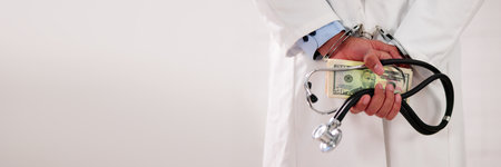 Medical Malpractice And Medicine Fraud. Healthcare Physician In Handcuffs