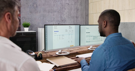 Electronic Business Invoice Check Using Software. Accounting Technology
