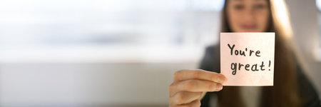 Compliment And Praise Message Sign. Business Concept Noteの写真素材