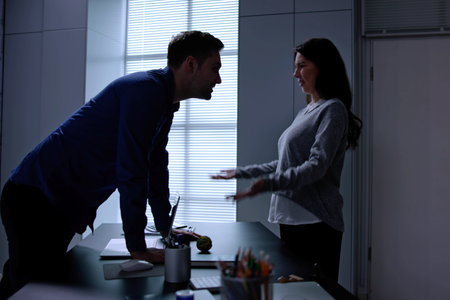 Workplace Conflict. Shouting Arguments To Each Other. Corporation Mobbing