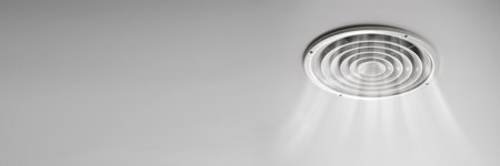 Home Room Ceiling Ventilation. Modern Interior Air Ventの写真素材
