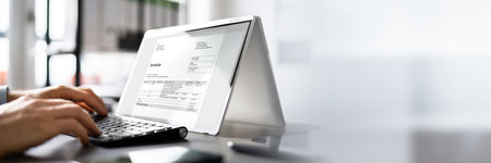 Online Digital E Invoice Statement On Hybrid Laptop