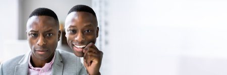 Self Impostor Disorder And Depression. Man With Panic And Phobiaの写真素材