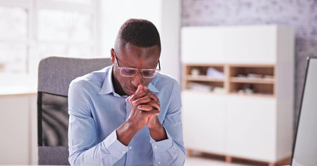 African American Man Praying. God Seeking Prayerの写真素材