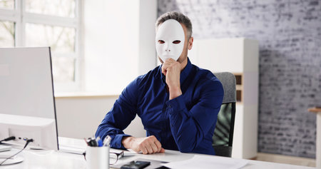 Fake Salesman Agent. Deceitful Evil Man In Officeの写真素材