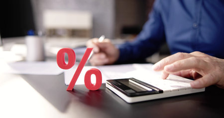 Discount Percent And Interest Percentage Sign On Invoiceの写真素材