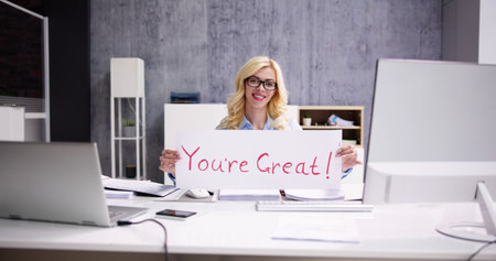 Compliment And Praise Message Sign. Business Concept Noteの写真素材