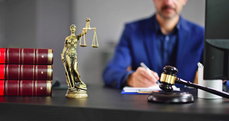 Contract Document On Attorney Desk. Law Justice Courtの写真素材
