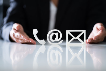Contact Us Methods. Call Email Business Servicesの写真素材