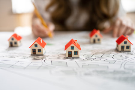 Land Development Map. Developer With Project Plotの写真素材