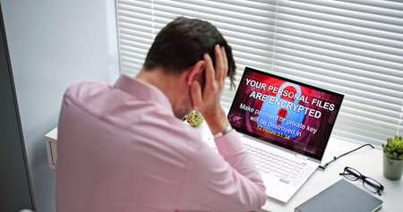 Ransomware Malware Cyber Attack On Business Computerの写真素材
