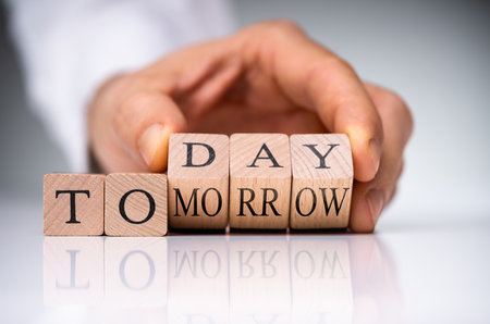 Today Or Tomorrow Choice Text. Word Message Conceptの写真素材