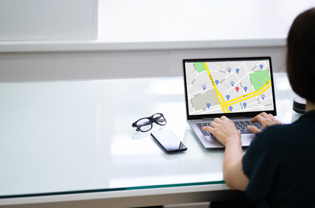 GPS Location Map Search Online On Laptopの写真素材