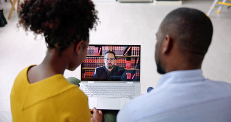 Online Video Conference Call With African Lawyerの写真素材