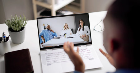 Virtual Video Conference Business Meeting Online On Computer