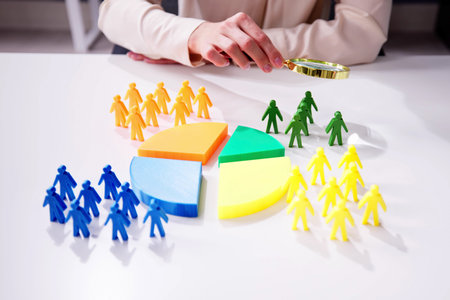 Business Customer Market Segment. Pawns Under Magnifier Glass