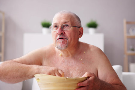 Sitting Overeating Food Lifestyle. Overweight People Watching Televisionの写真素材