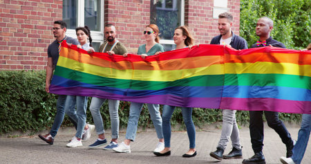 Happy Equality Rainbow Parade. LGBT Freedom Flag