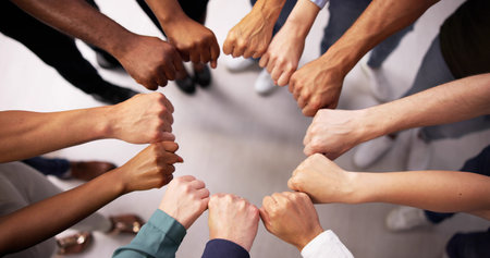 Team Hands In Circle. Racial Equality Spiritの写真素材