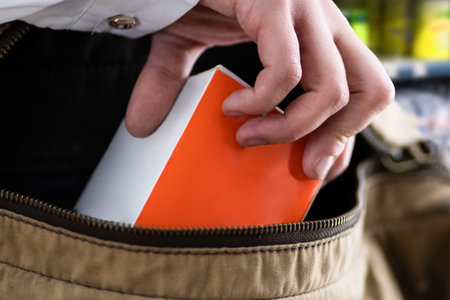 Retail Shoplifting. Woman Stealing In Supermarket. Theft At Shopの写真素材