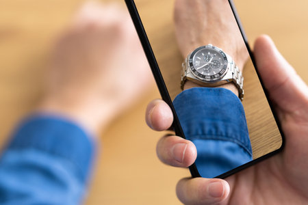 Try Virtual Fashion Watch Or Wristwatch On Hand Using AR Appの写真素材