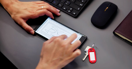 Signing Apartment Rental Contract Paper With Digital Signature