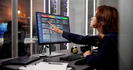 Digital Calendar Schedule Software In Office. Scrum Mobile Phone App