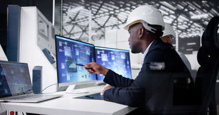 Industrial Data Automation System On Computer. Engineer Operatorの写真素材