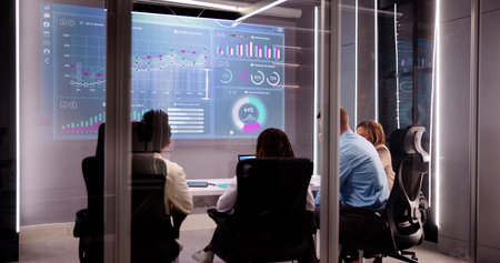 Business Video Conference Call In Meeting Roomの写真素材