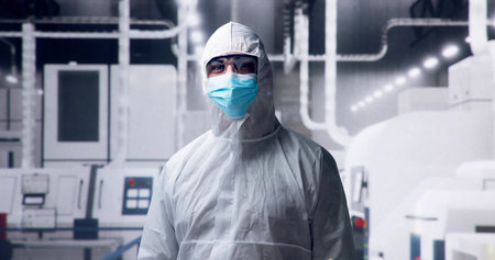 Pharmaceutical Industry Manufacturing Factory. Medical Engineer Using Technologyの写真素材