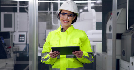 Industrial Job And Factory Worker Technician In Safety Uniform