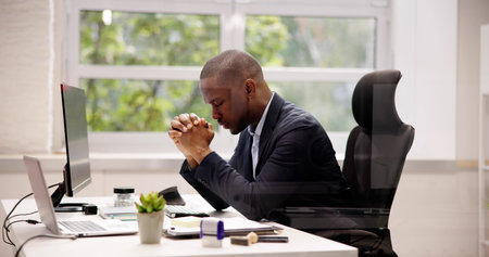 African American Man Praying. God Seeking Prayerの写真素材