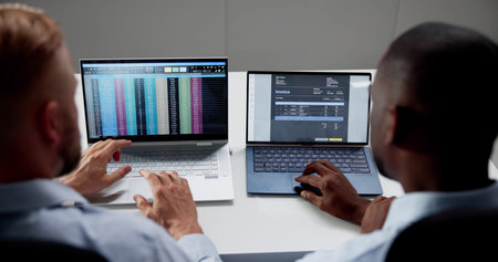 People Working With Spreadsheet Data On Computer Monitor