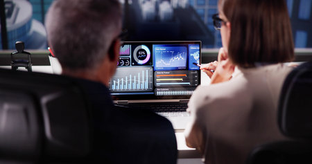 Analyst's Laptop Dashboard: Reporting KPIs with Graphs