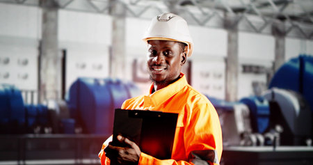 Power Plant Engineer Worker. Industrial Maintenance And Service