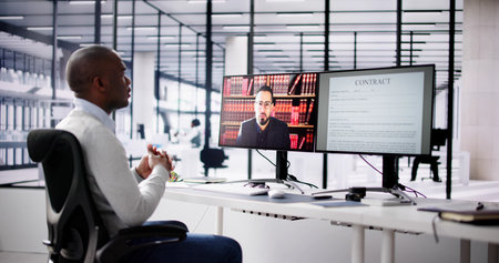 Online Video Conference Call With Lawyer In Office