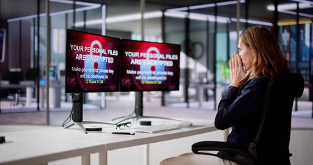 Ransomware Malware Attack. Business Computer Hacked. Data Breach