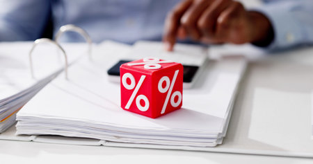 Corporate Tax And Interest Rate Percent. Calculating Percentの写真素材