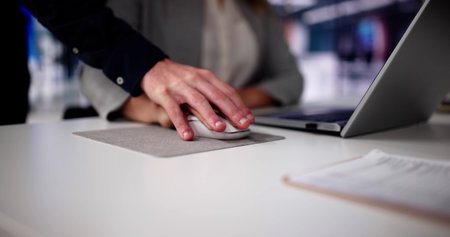 Sexual Harassment At Workplace. Woman Being Harassedの写真素材
