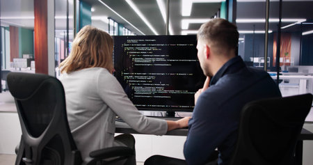 Computer Programmer Using Development Software On Laptopの写真素材