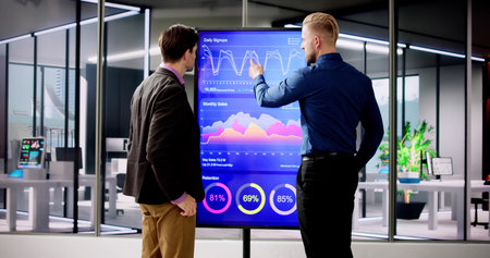 Corporate Business Presentation In Office On TV