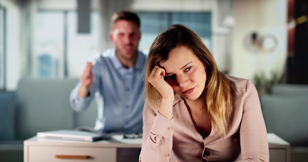 Sad Couple Family Problems And Divorce. Woman Ignoring Man