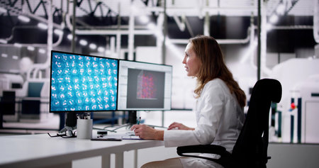 Research Lab Scientist Using Computer. Medical Science