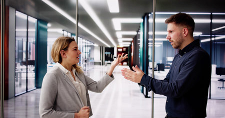 Office Argument And Quarrel. Man And Woman Conflictの写真素材
