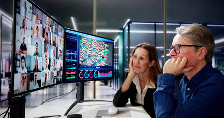 Bored Employee In Video Conference Training Meeting