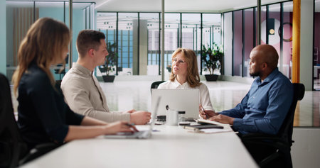 Business Meeting In Office Boardroom. Efficient Teamwork
