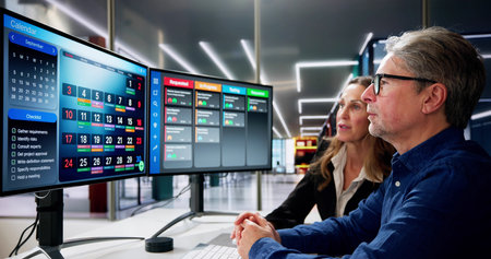 Digital Calendar Schedule Software In Office. Scrum Online Cloud App